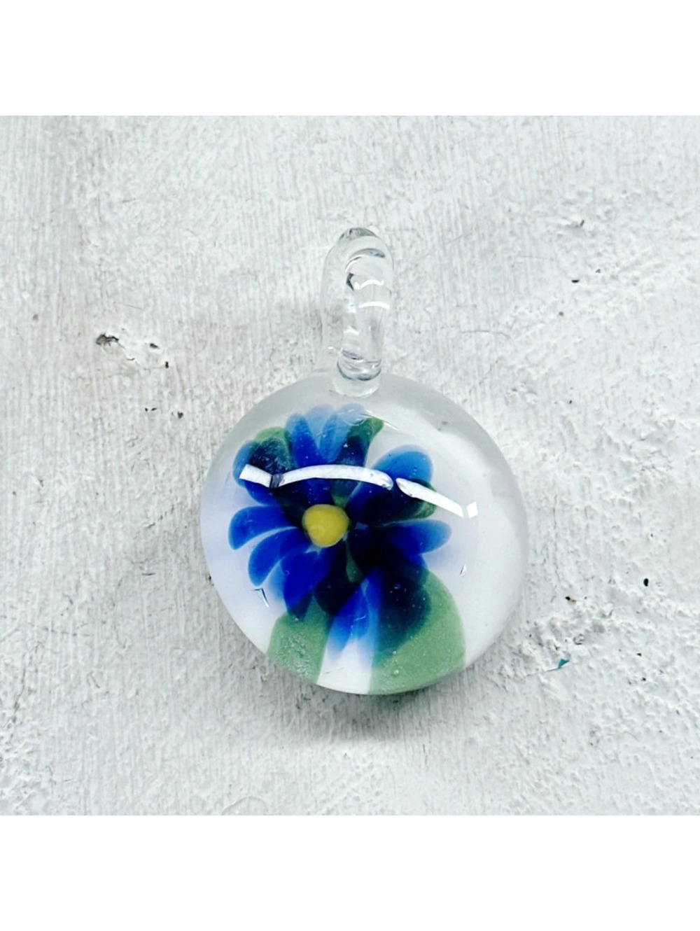 5486gc. Blue Daisy Art Glass Pendant